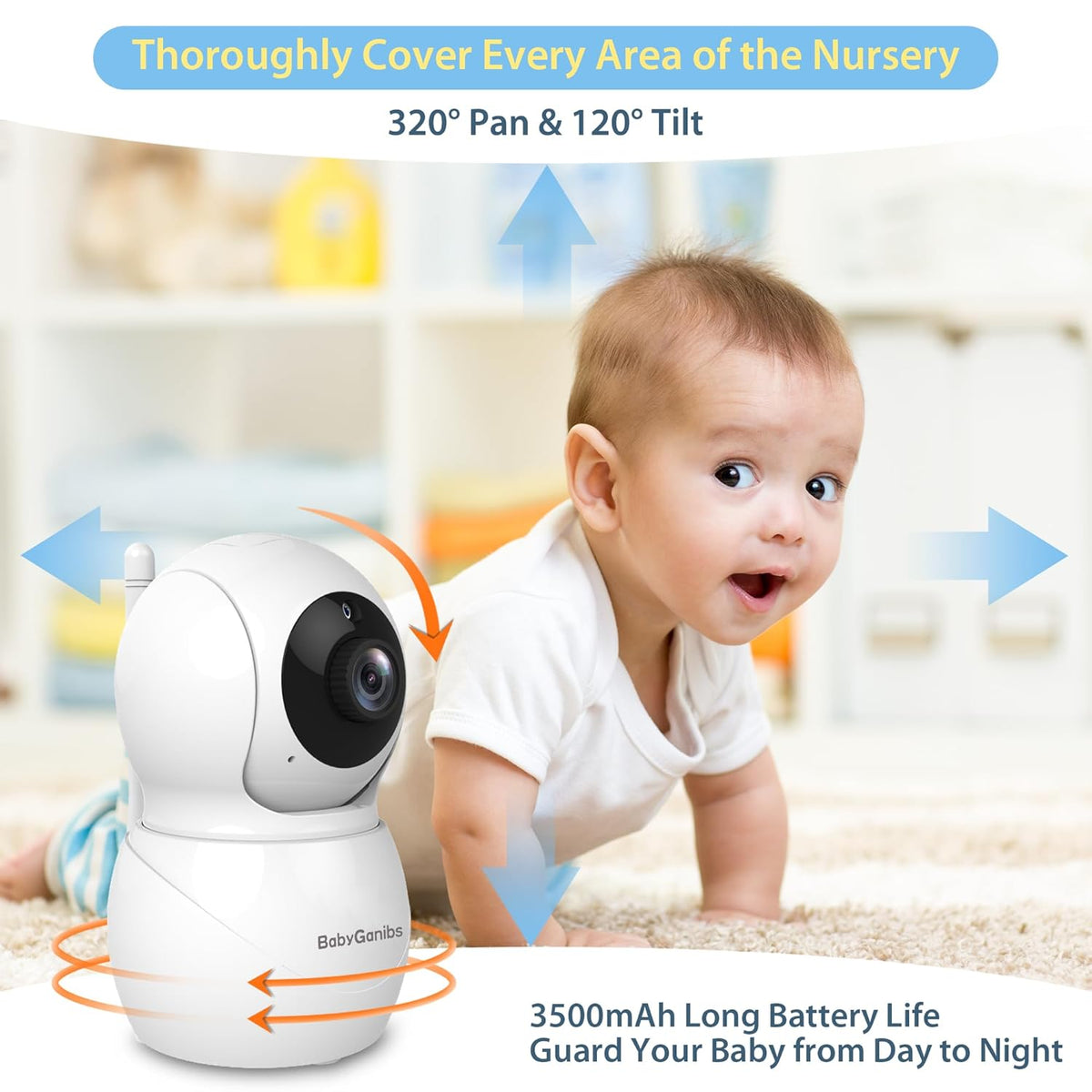 Baby Monitor with 3 Cameras Standby for 23-Hour Battery, Remote Control 4.3'' IPS Video Baby