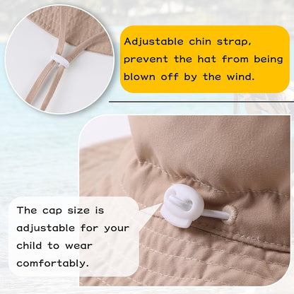 Peecabe Summer Baby Sun Hat for Boys Girls UPF 50+ Wide Brim Toddle Bucket Hat Adjustable Baby