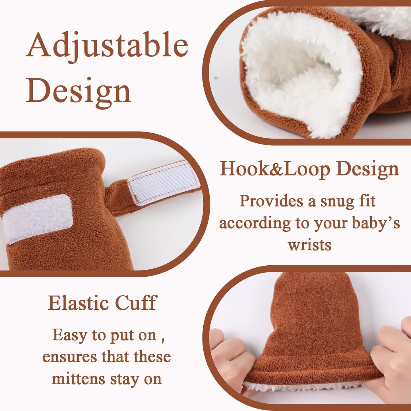 Zsedrut No Scratch Baby Mittens Toddler Infant Fleece Lined Gloves Winter Warm Mitten for Baby Boys