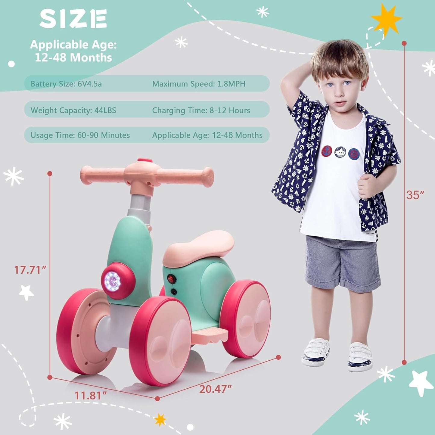 6V Electric Baby Balance Bike with Bubble Machine,4 in 1 Toddler Balance Bike w/Remote for 1 Year