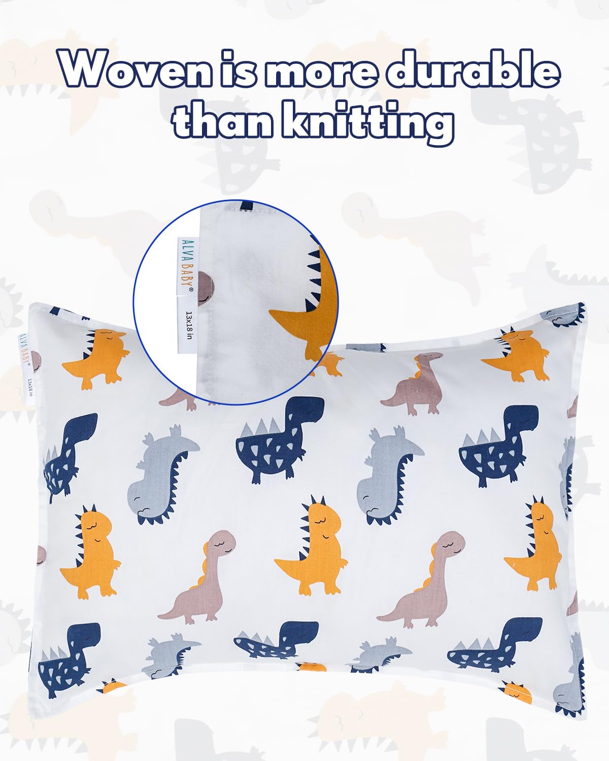 ALVABABY Toddler Pillowcases 2 Pack Organic Cotton Kids Pillow Cover Fit 13"x 18" or 12"x22"