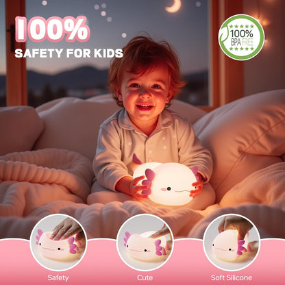 Axolotl Night Light for Kids, Cute Axolotl Lamp Silicone Baby Nursery Night Lamp, Dimmable Squishy