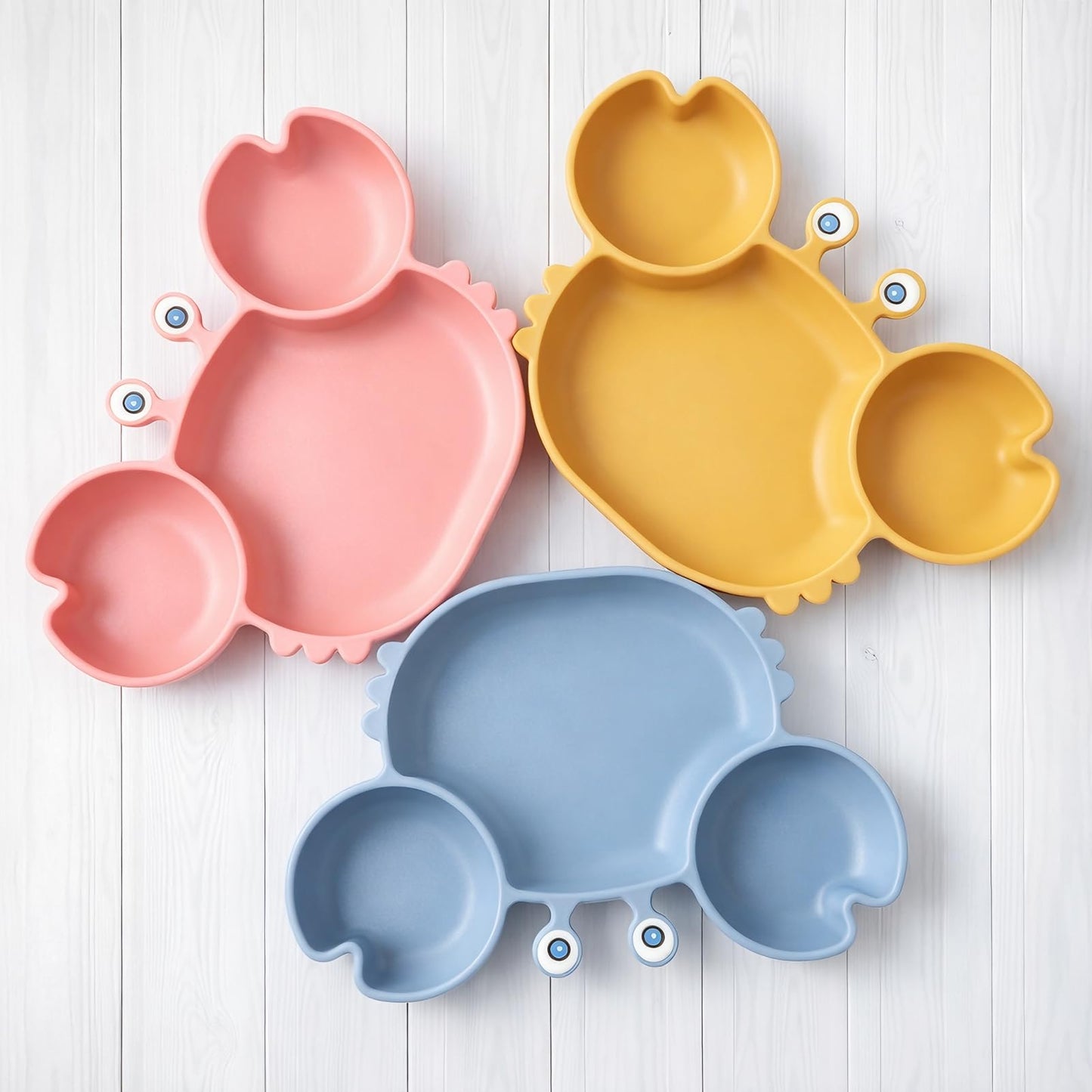 ROCCED Suction Plates for Baby, Silicone Plates with Suction Divided, Baby Spoon Fork Set for