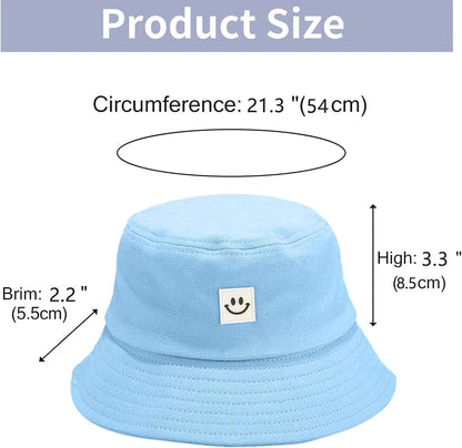 Kids Sun Hat Smile Face Bucket Hat for Girls Boys Summer Sun Protection Cotton Unisex Beach Cap