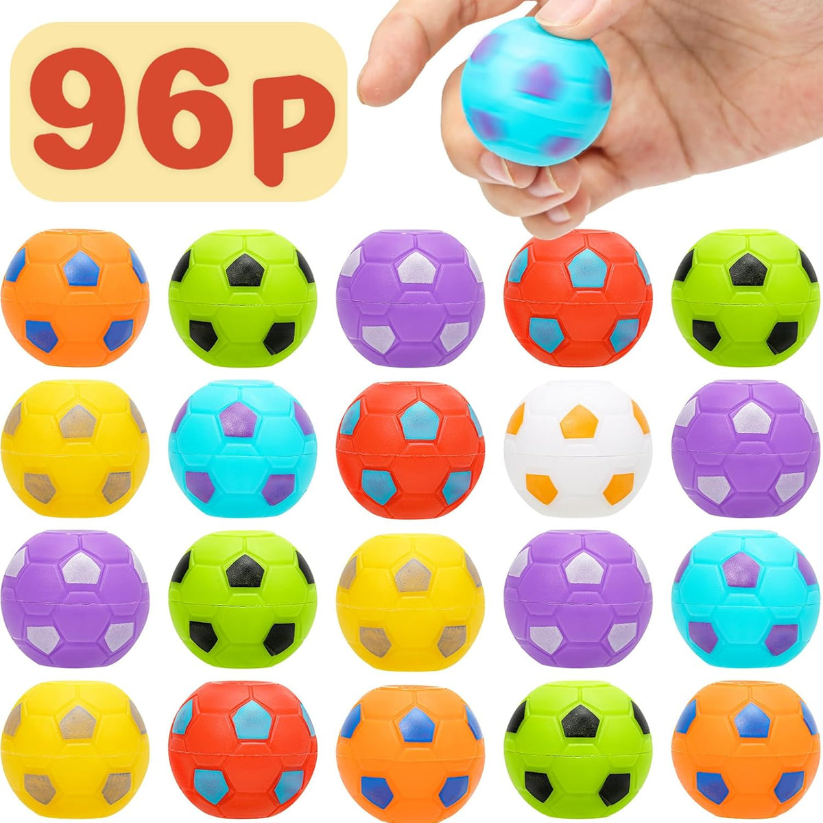 AZEN 96 Pcs Soccer Party Favors for Kids 4-8 8-12, Mini Fidget Spinners Soccer Ball Toys, Goodie