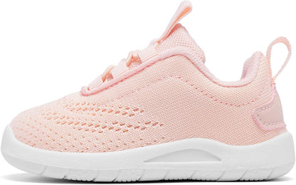 MORENDL Toddler Slip On Sneakers Baby Walking Shoes Non-Slip Breathable Unisex Pink Mesh Lace-Up