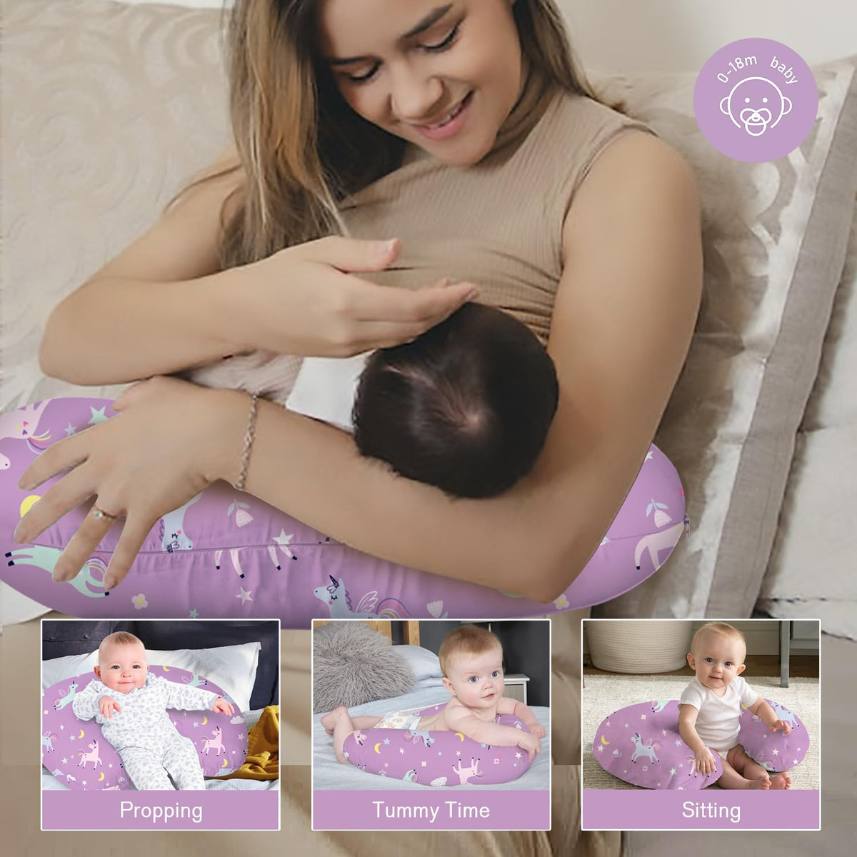Little Grape Land Nursing Pillow for Infants, Breastfeeding Pillows, Baby Support Pillow for