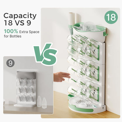Momcozy Baby Bottle Drying Rack, 18 Bottles Vertical Space Saving