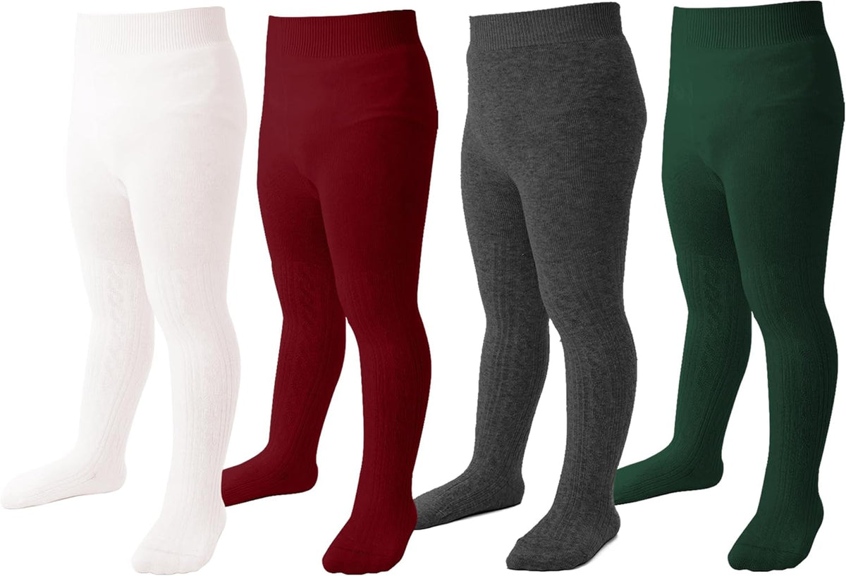 Marchare Baby Girls Tights Thick Solid Cable Knit Leggings Winter Warm Stockings For Toddler Girls