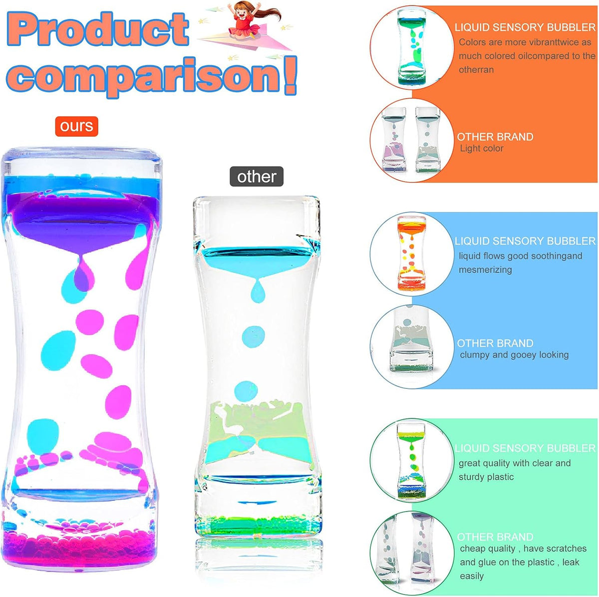 Liquid Motion Bubbler Timer 10 Pack Diamond Shaped Liquid Timer for Fidget Toy,Autism Toys