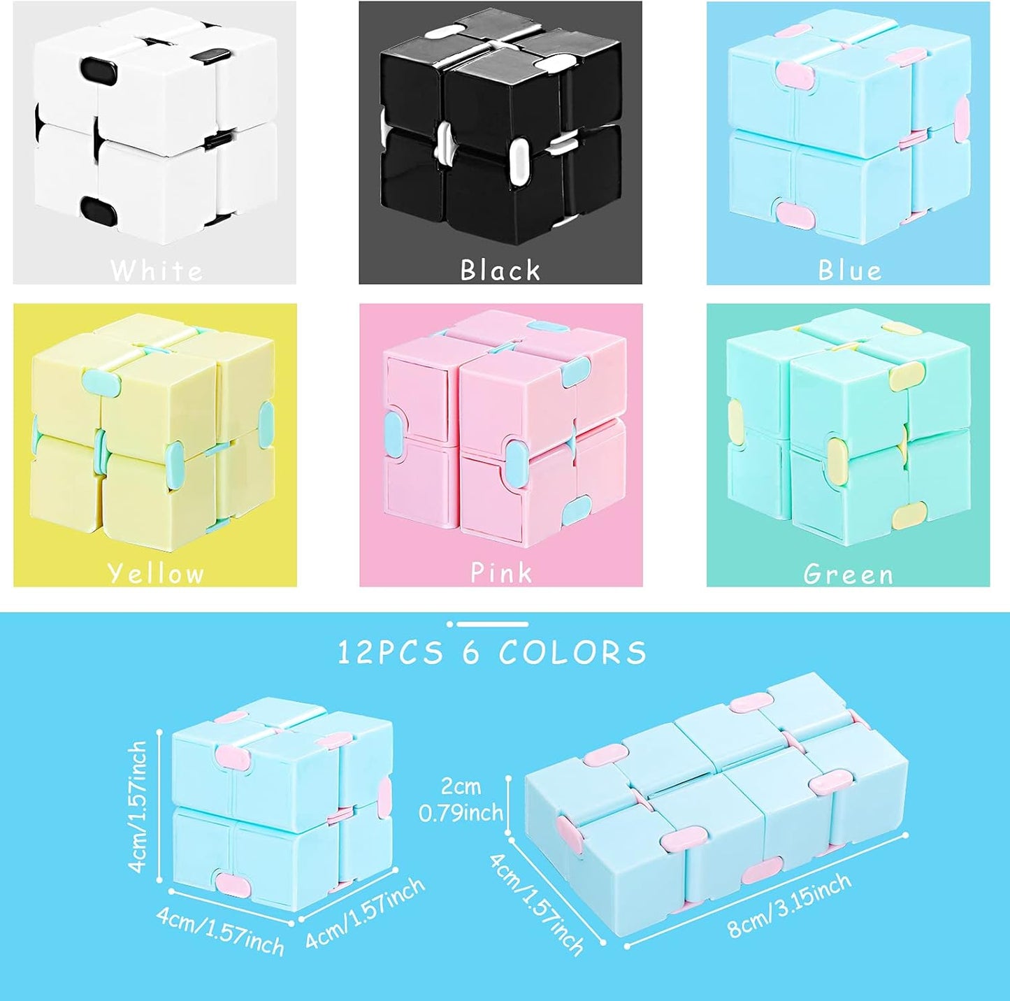 12 Pieces Mini Cube Blocks Mini Cube Desk Toy Magic Sensory Tool Blocks Puzzle Flip Cube for Teens