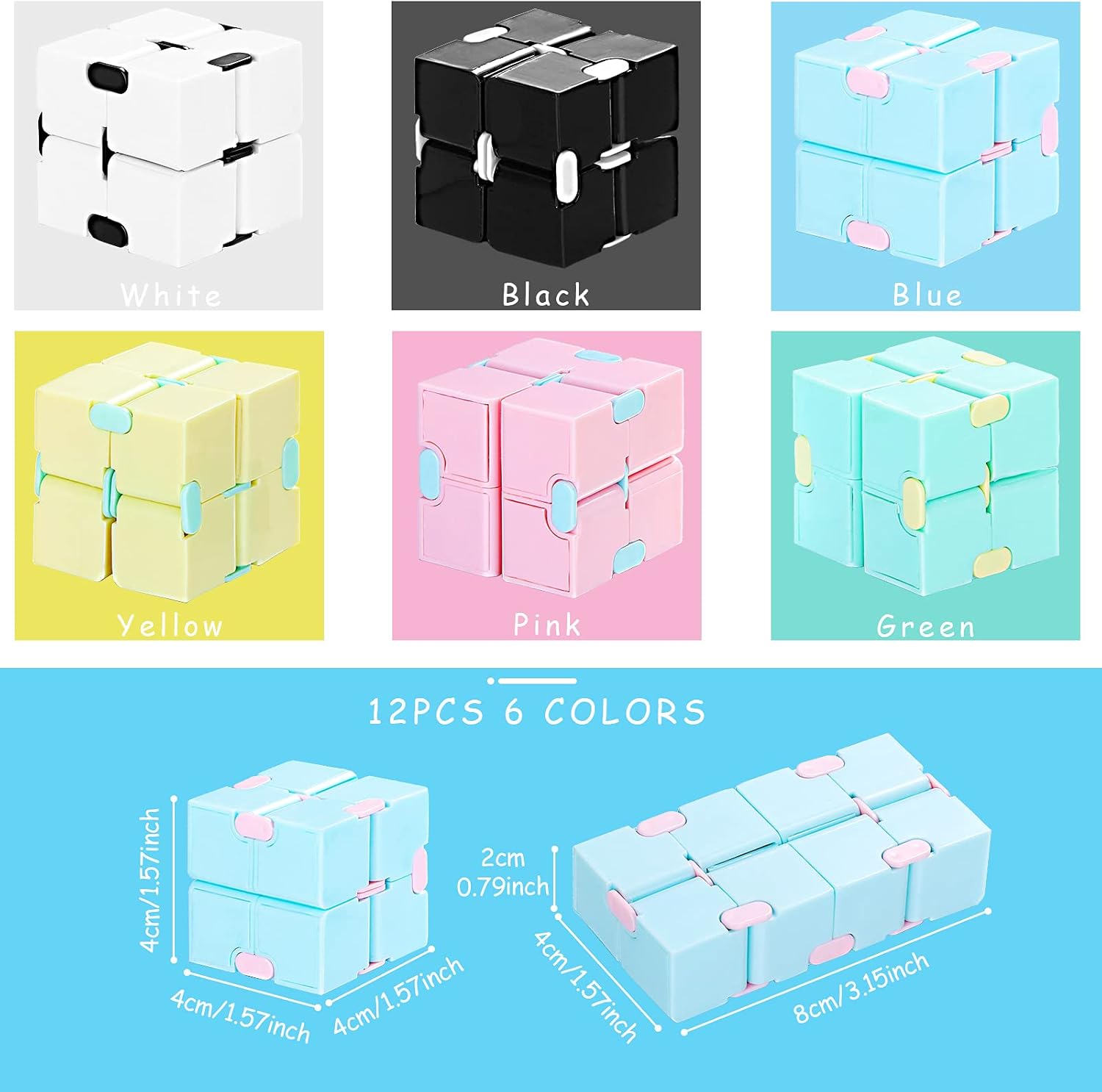 12 Pieces Mini Cube Blocks Mini Cube Desk Toy Magic Sensory Tool Blocks Puzzle Flip Cube for Teens