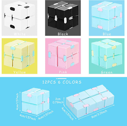 12 Pieces Mini Cube Blocks Mini Cube Desk Toy Magic Sensory Tool Blocks Puzzle Flip Cube for Teens