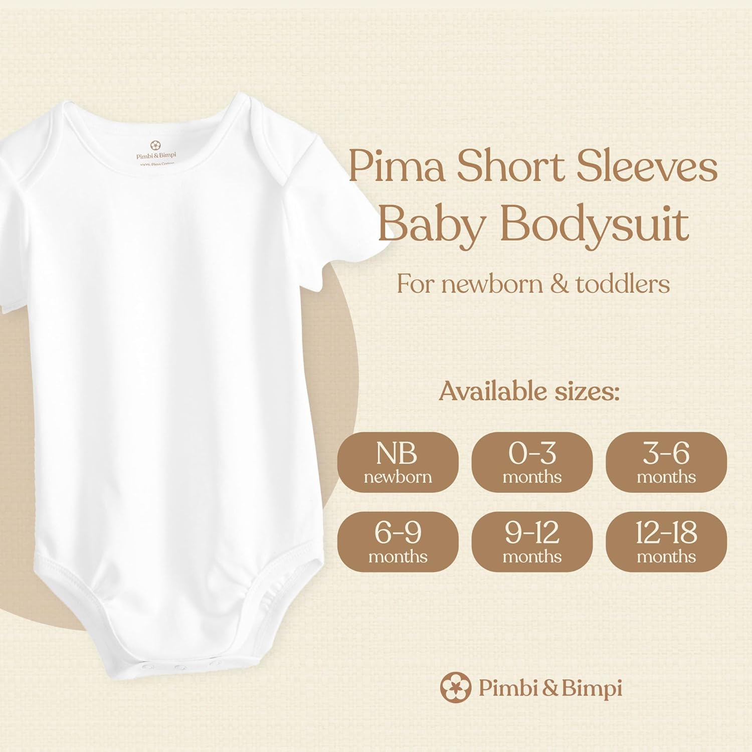 Pimbi&Bimpi Baby Bodysuit - Short Sleeve | Premium Peruvian PIMA Cotton | Gender Neutral Baby