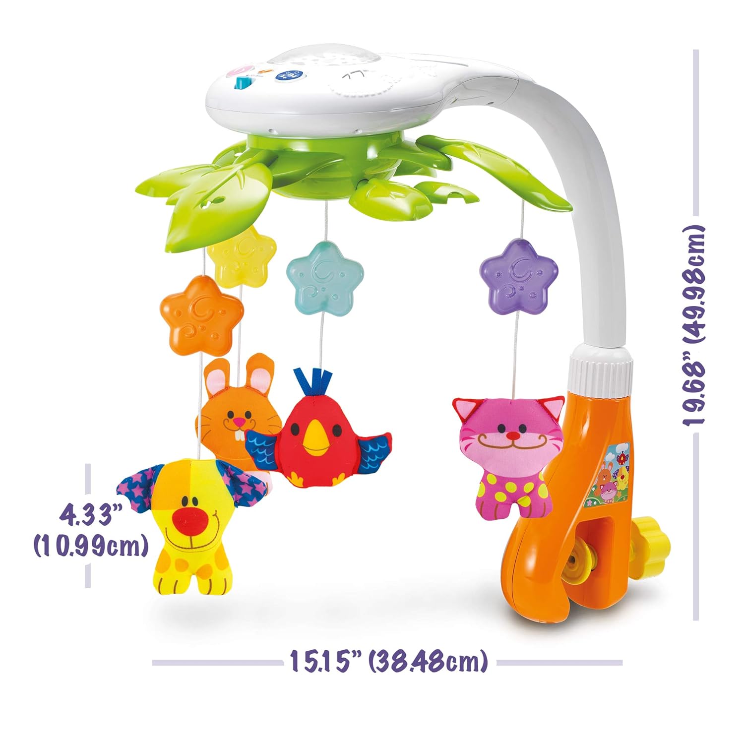 KiddoLab Baby Crib Mobile with Relaxing Music. Includes Ceiling Light Projector with Stars