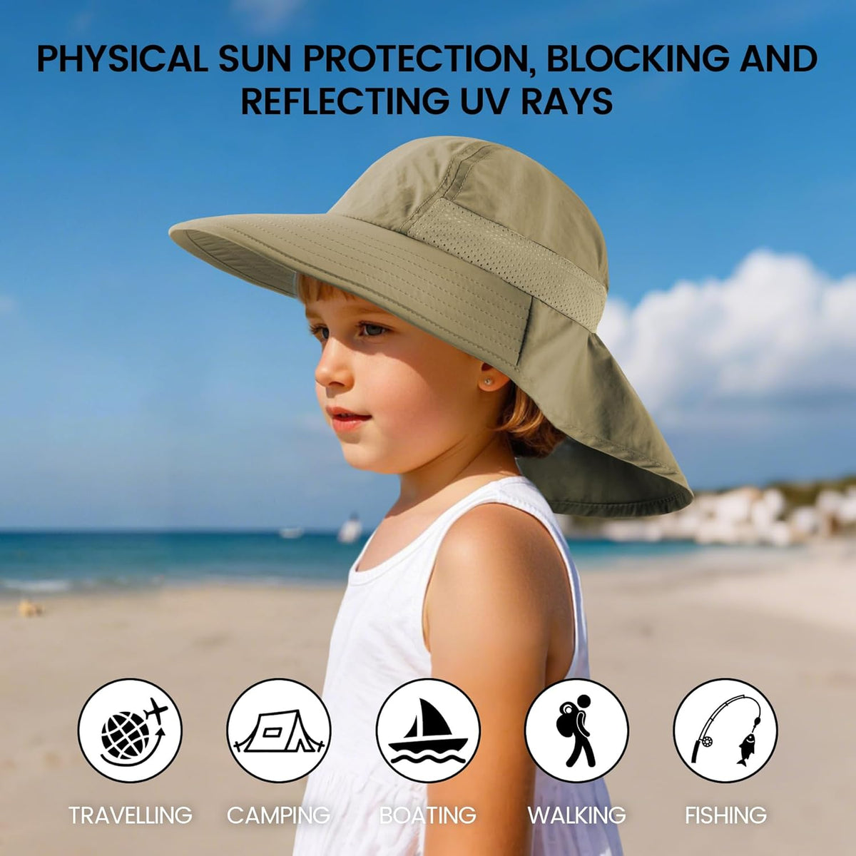 Baby Sun Hat with Neck Flap for Sun Protection Toddler Beach Hat UPF 50+ Outdoors 0-6 Years Boys