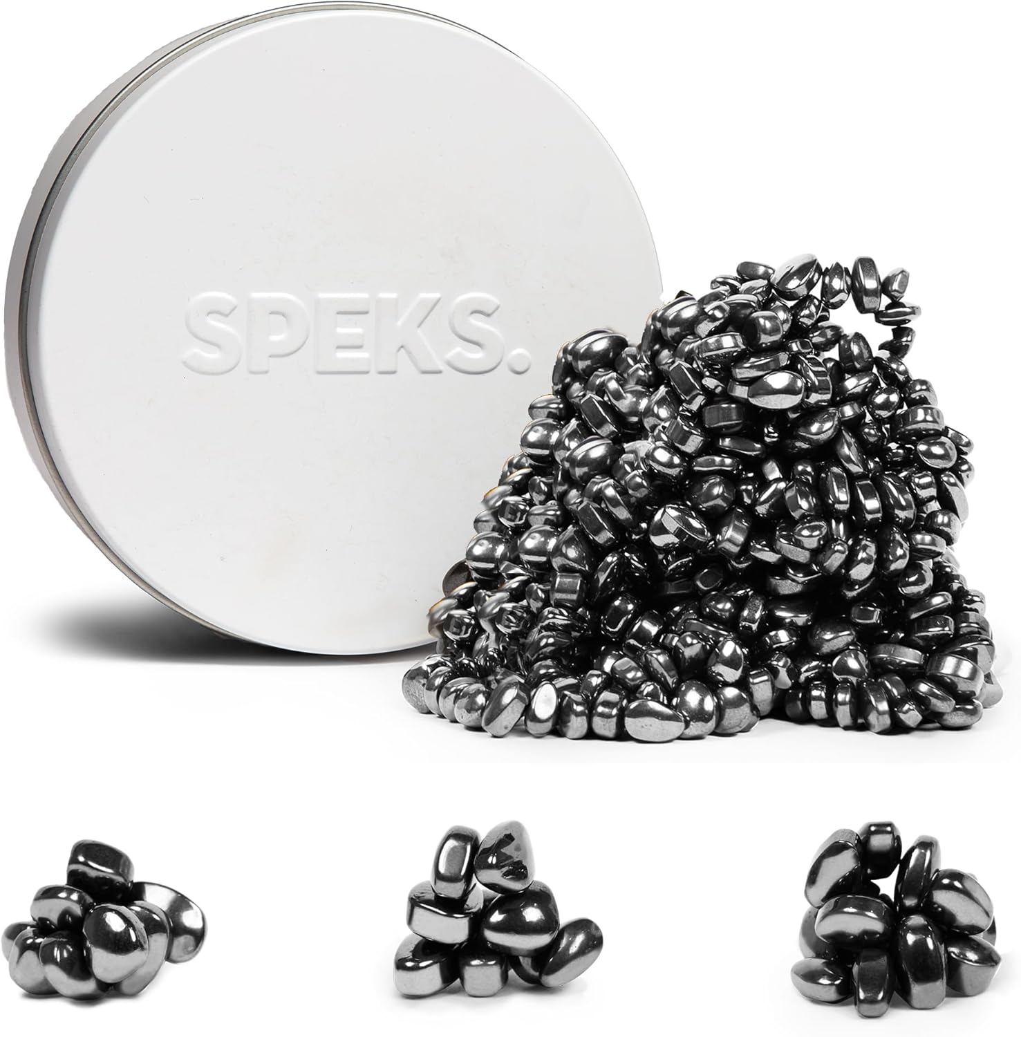 Speks Crags Ferrite Putty | Over 500 Smooth Ferrite Stones in a Metal Tin | Fun Quiet Fidget Toys