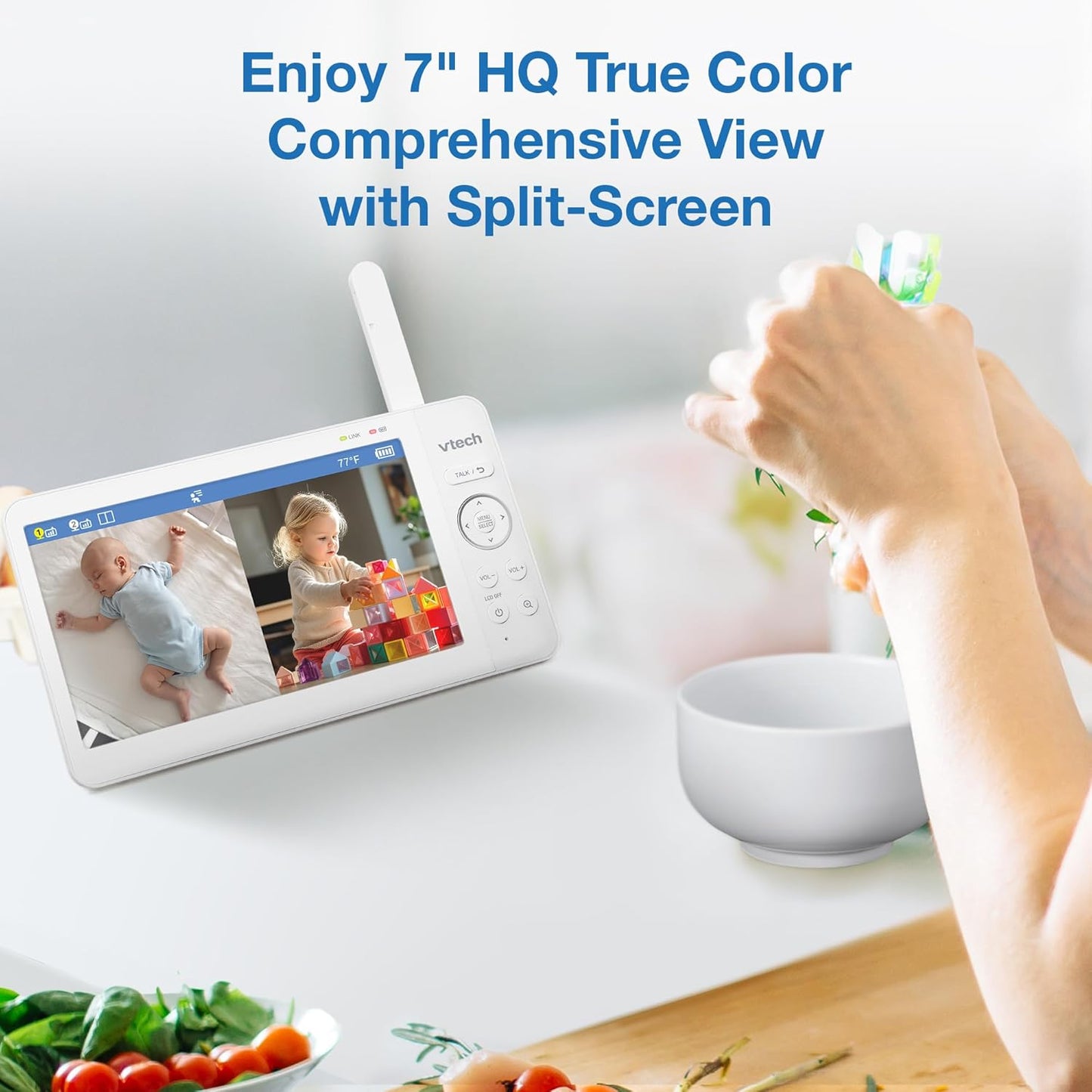 VTech Advanced HQ Max Twin 7" Digital Video 2-Cameras Baby Monitor with Pan Tilt Zoom, Long Battery