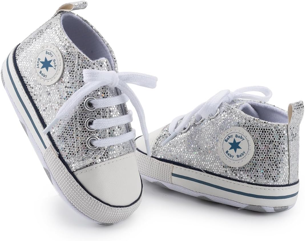 Unisex Baby Girls Boys Canvas High-top Shoes, Newborn Infant Anti-Slip Soft Sole Frist Walking