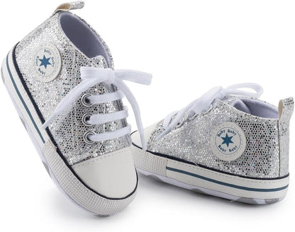 Unisex Baby Girls Boys Canvas High-top Shoes, Newborn Infant Anti-Slip Soft Sole Frist Walking
