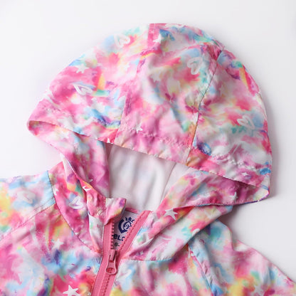 WELAKEN Lightweight Jacket for Girls Kids & Toddler II Girls' Print Water-Resistant Jacket