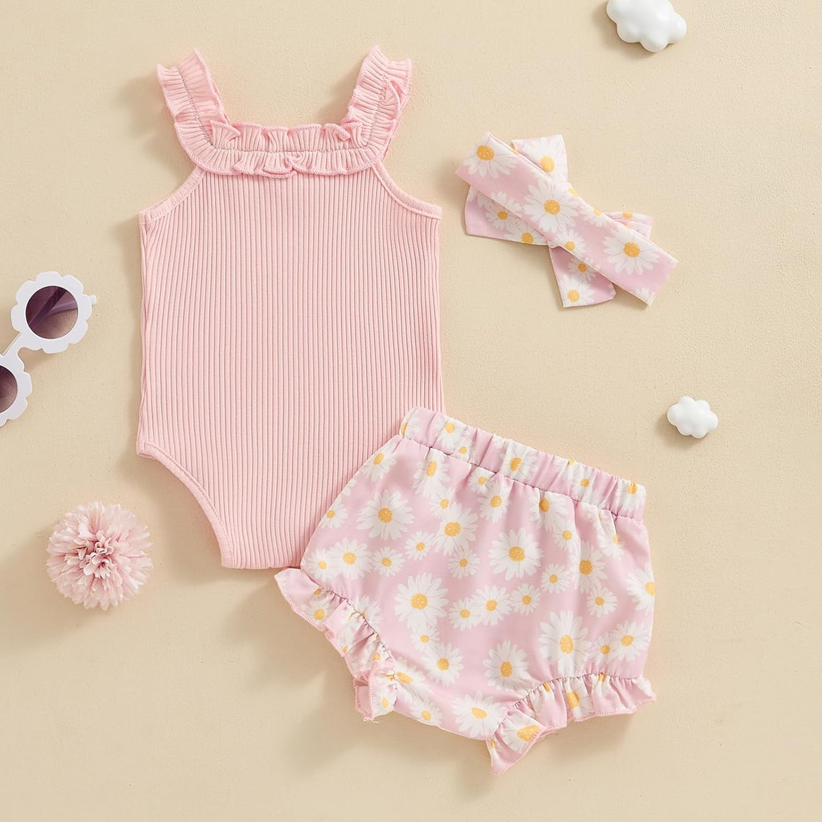 fhutpw Baby Girl Clothes Summer Cute Outfits 3 6 12 18 Months Spaghetti Strap Romper & Floarl