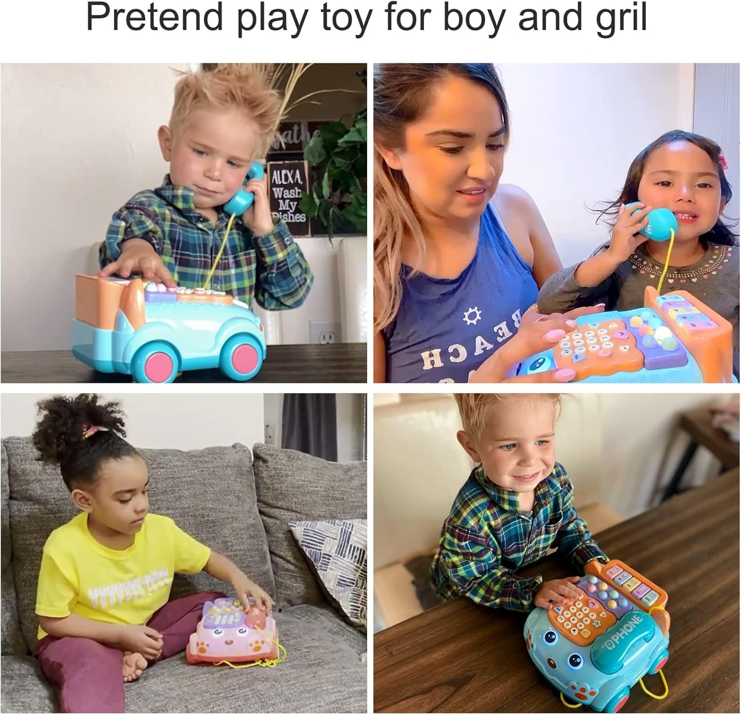 Baby Phone Toy,Baby Toy Phone Cartoon Baby Piano Music Light Toy Children Pretend PhoneToy Gift