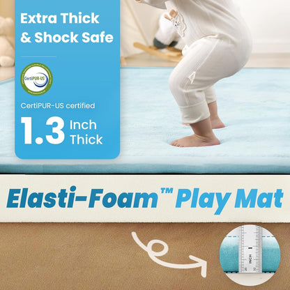 1.3" Thick Baby Play Mat,Ultra Soft Elasti-Foam 50×50 Playpen Mat for Tummy Time,Water-Repellent