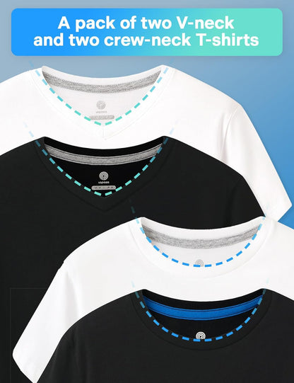 LAPASA Kids T-Shirts Short Sleeve (4 Pack) 100% Cotton Plain Top Tees Boy & Girl Unisex Toddler