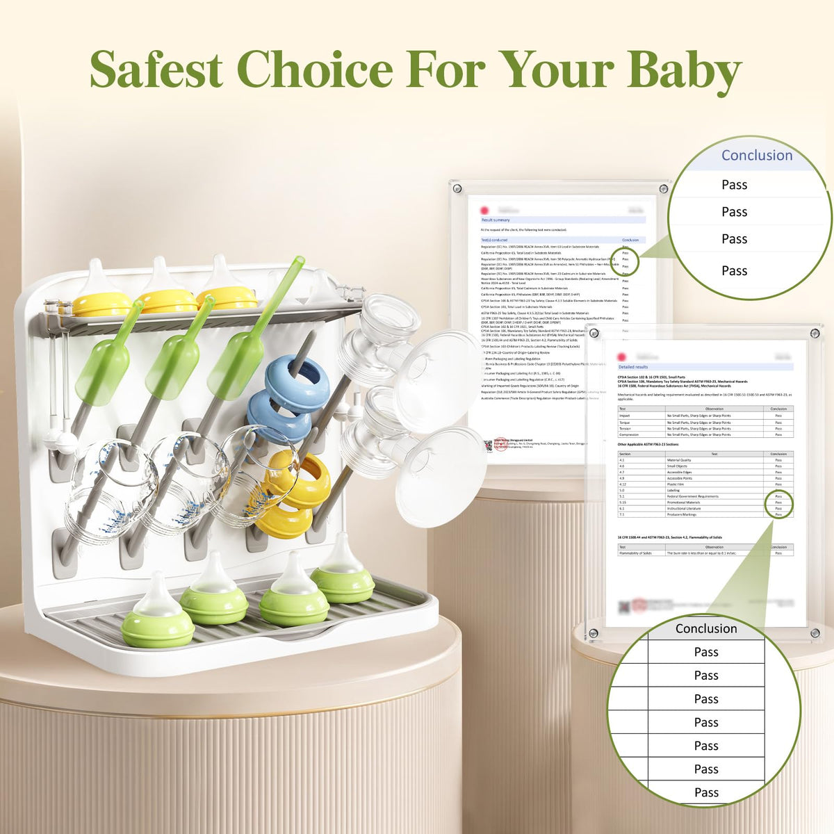 Lifewit 10-Hooks Baby Bottle Drying Rack for Countertop, BPA Free