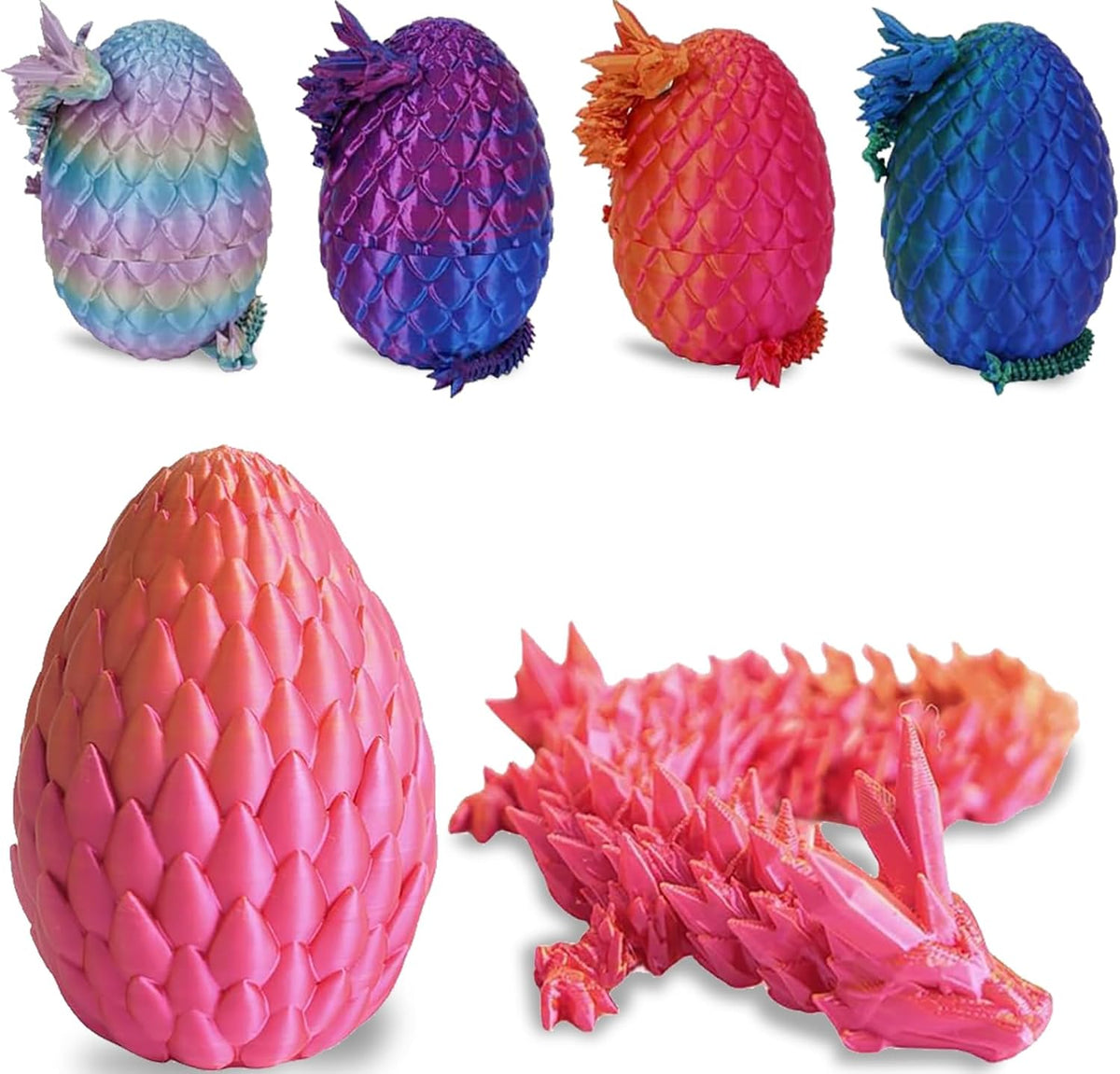 Cessfle 3D Printed Dragon in Egg, Crystal Dragon Eggs with Dragon Inside, Full Articulated Dragon