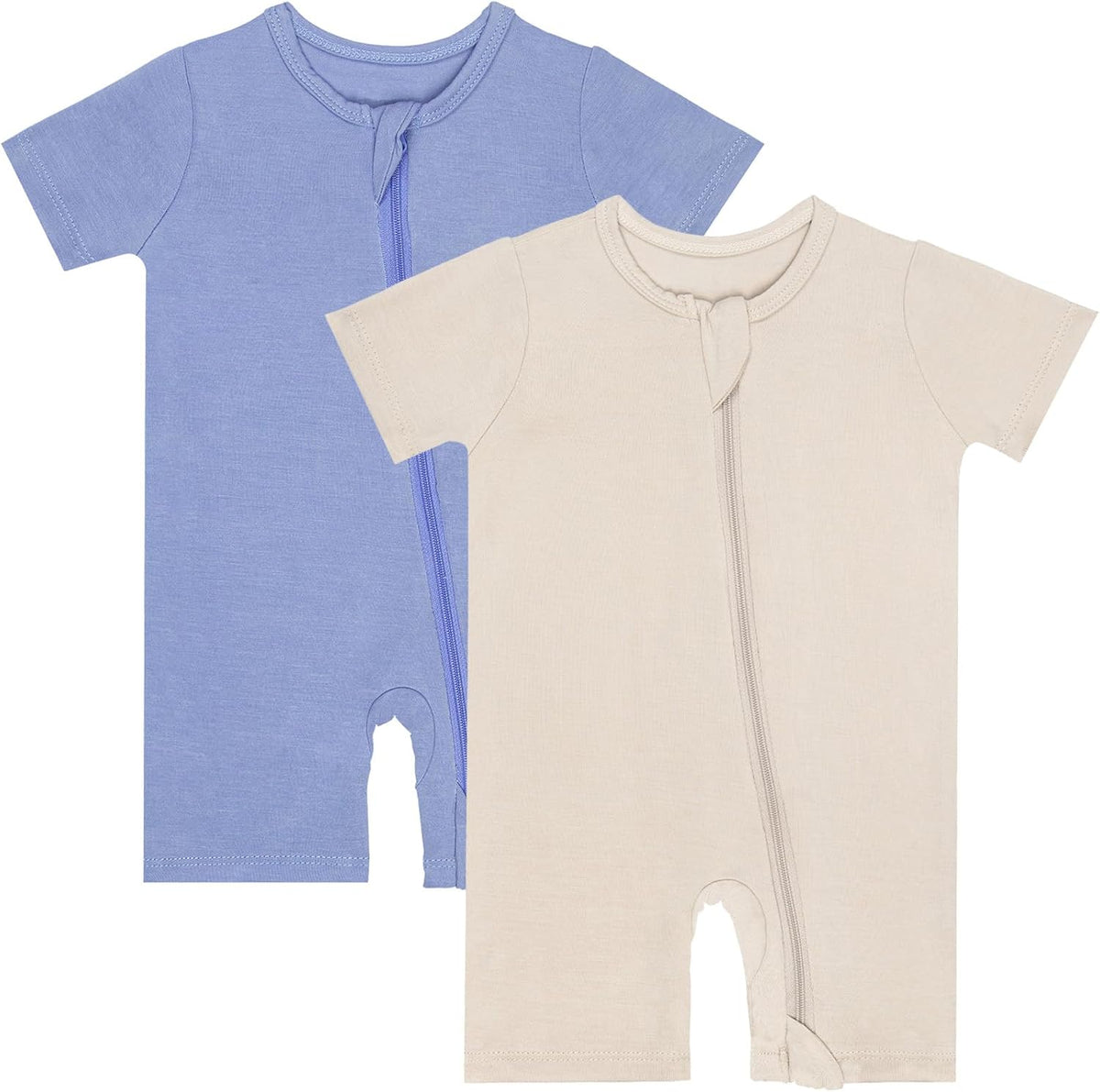 GUISBY Rayon made from bamboo Baby Pajamas Short Sleeve Footless Rompers 2 Way Zipper Sleeper for