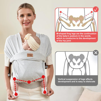 vrbabies Baby Wraps Carrier Newborn to Toddler (Striped Grey)