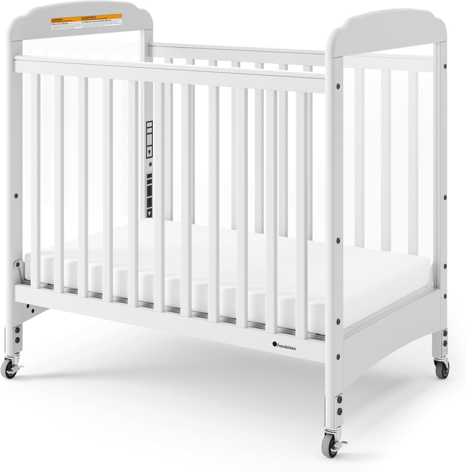 Foundations Serenity Compact Clearview Daycare Crib, Fixed Side, Durable Wood Construction