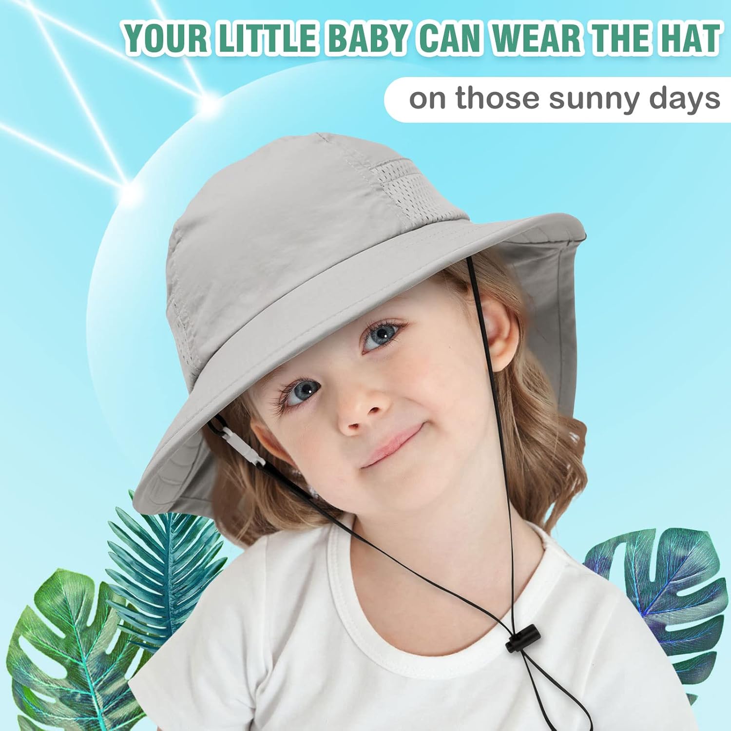 XIAOHAWANG Girls Sun Hat Baby Beach Hats Boys UPF 50+ Kids Summer Protection Cap Toddler Breathable
