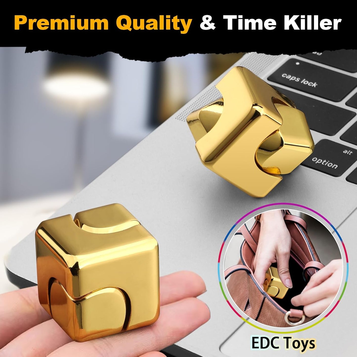 Gold Cube Fidget Spinner for Kids, Fidget Toy, Cool Hand Spinner Gift Toys Autism Sensory Toy