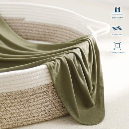 GRSSDER Newborn Swaddle Blanket, Ultra Soft Jersey Receiving Blanket with Matching Headband and
