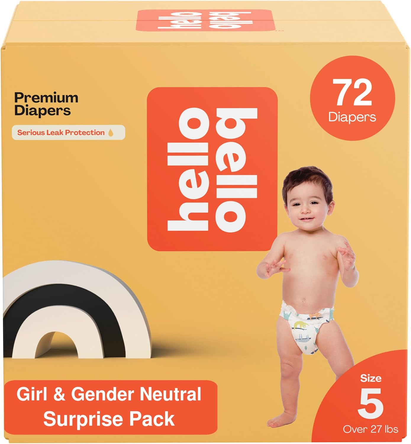 Hello Bello Premium Diapers, Size 5 (27+ lbs) Surprise Pack for Girls - 72 Count, Hypoallergenic