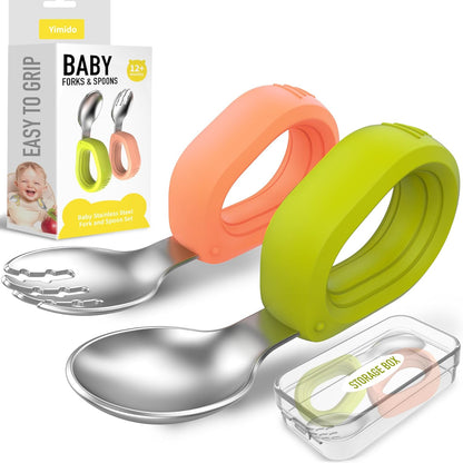 Toddler Utensils - Baby Forks and Spoons Set - Kids Stainless Steel Silverware - Children Safe