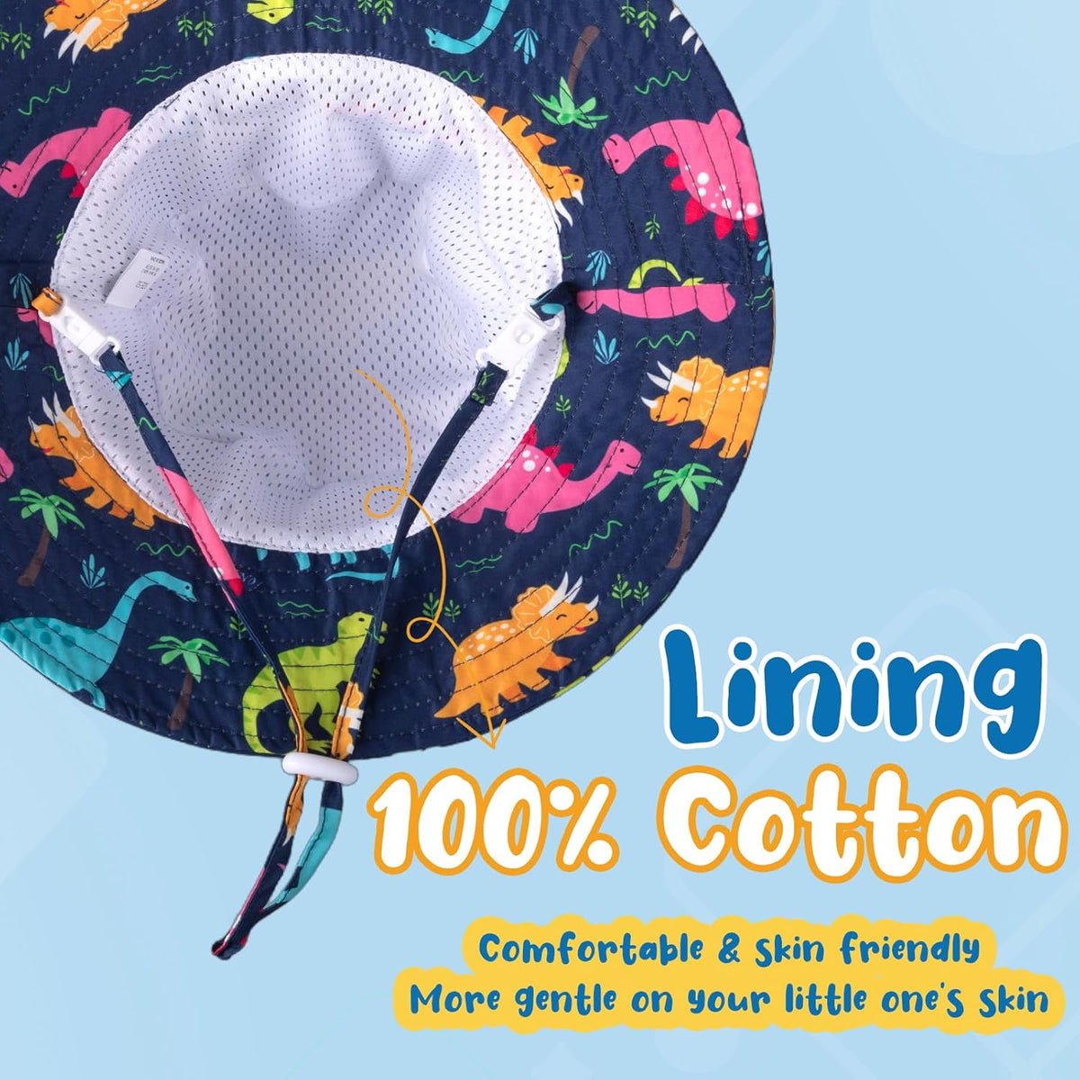Baby Sun Hat Kids Summer UPF 50+ Toddler Bucket Hat Wide Brim Adjustable Beach Hats for Boys Girls