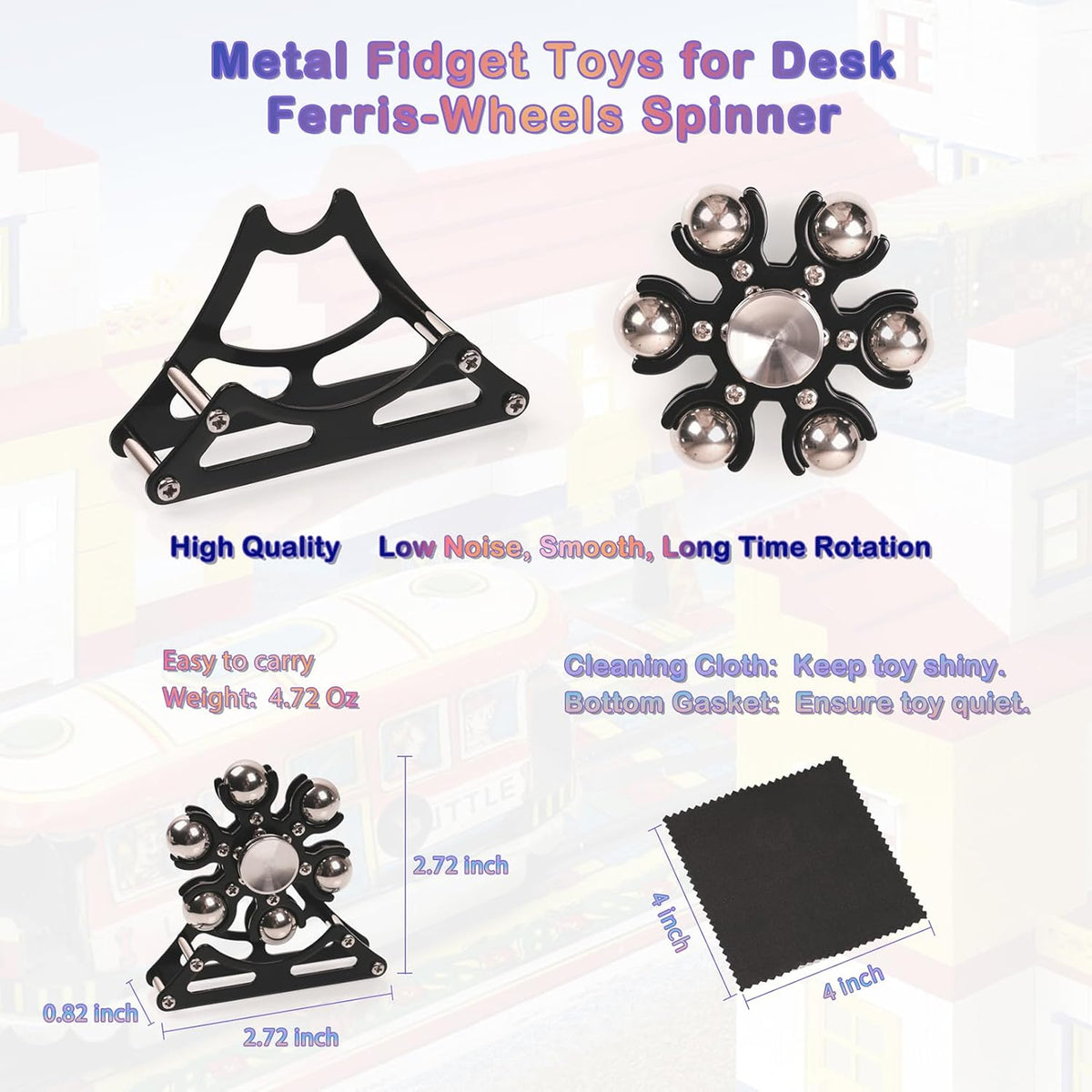 Desk-Fidget-Toys for Ferris-Wheels-Spinner: 4mins Kinetic-Metal-Spinner, Cool-Gadgets-Stuff for Kid