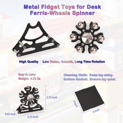 Desk-Fidget-Toys for Ferris-Wheels-Spinner: 4mins Kinetic-Metal-Spinner, Cool-Gadgets-Stuff for Kid