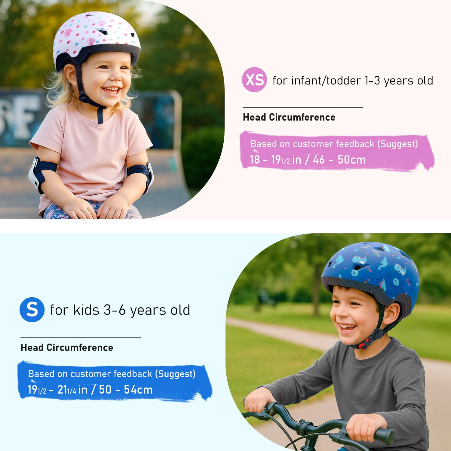 Kids Bike Helmet, Adjustable Helmets from Infant/Toddler/Baby to Children Girls and Boys, Age