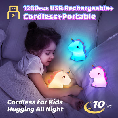 ONEFIRE Unicorn Night Light for Kids,【Cute Gifts&Remote】 16 Colors Cute Night Light,5 Lightness &