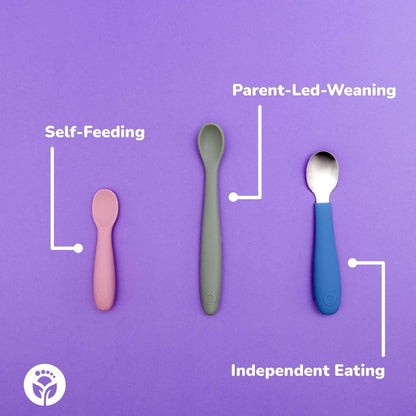 WeeSprout Silicone Baby Spoons - First Stage Infant Feeding Utensils With Soft-Tip, Bendable