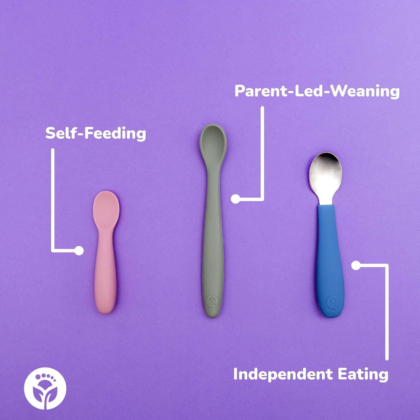 WeeSprout Silicone Baby Spoons - First Stage Infant Feeding Utensils With Soft-Tip, Bendable