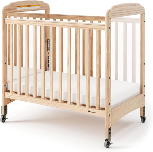 Foundations Serenity Compact Daycare Crib, Fixed Side, Features Mirrorview End Panels and Slatted
