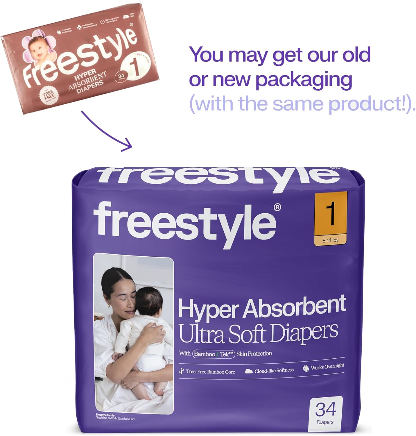 Freestyle Diapers - (Size 1) Hyper Absorbent & Non-Toxic – Disposable Diapers for Sensitive Skin
