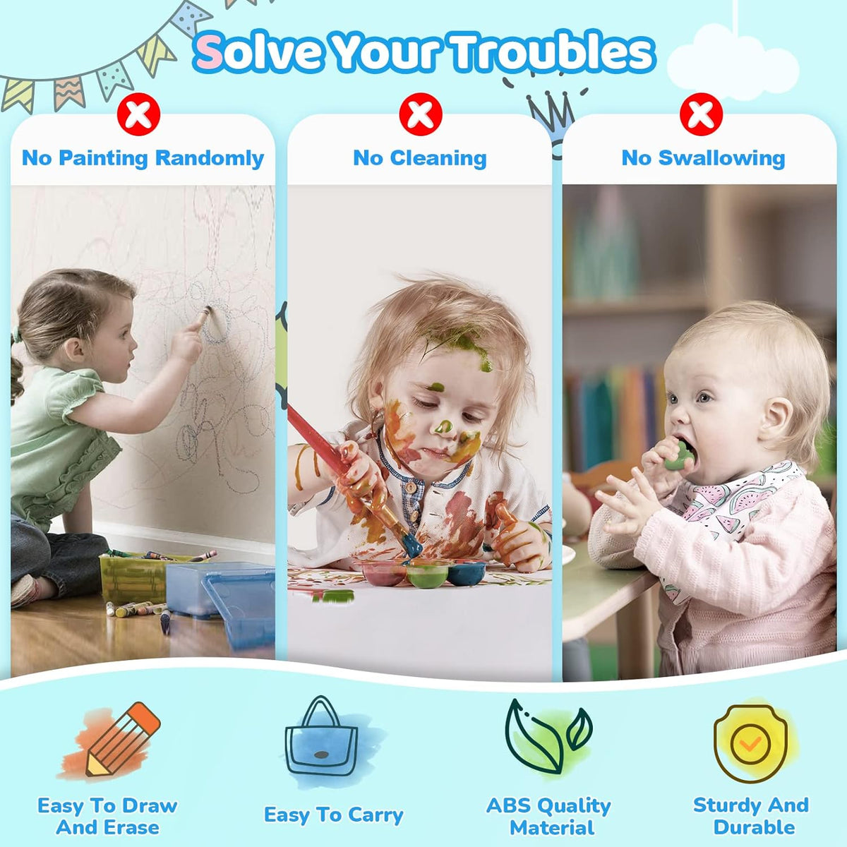 Kikidex Toddlers Toys Age 1-3, Magnetic Drawing Board, Toddler Girl Toys for 1-2 Year Old, Doodle