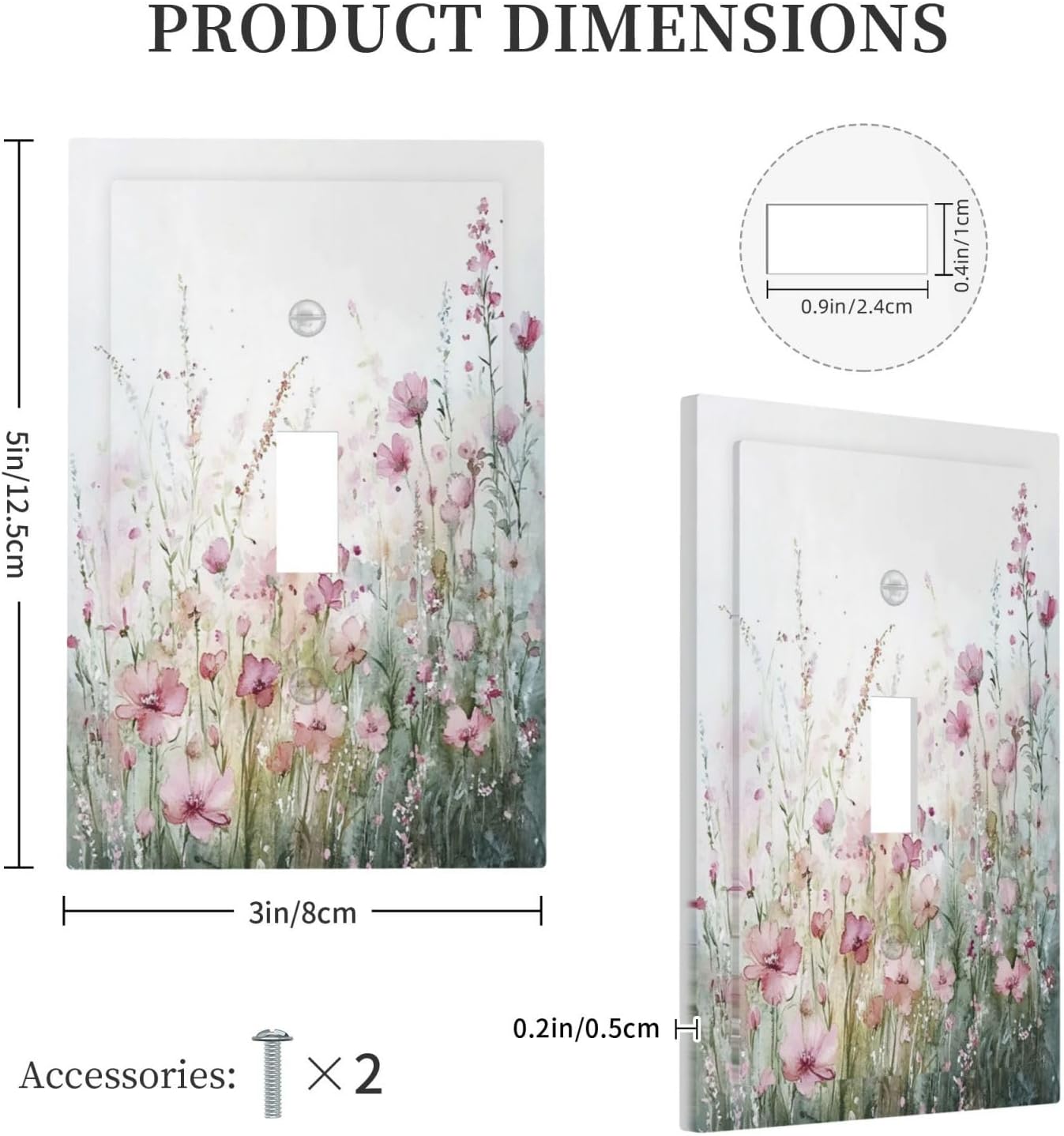 Decorative Light Switch Cover Wildflower Botanical Watercolor Floral 1 Gang Single Toggle Device